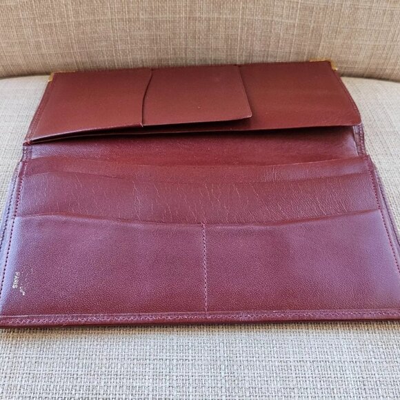 Cartier Paris Clutch Wallet Burgundy Red Leather Card Holder Purse Bag Authentic - Picture 6 of 12